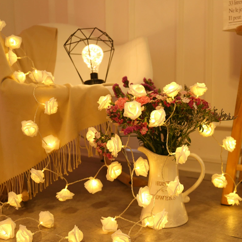 Romantic LED Rose Garland Lights