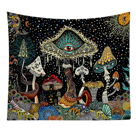 Mystic Fungi Skull Tapestry