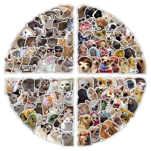 200-Pack Cat & Dog Meme Stickers for Gadgets and Crafts