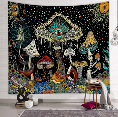 Mystic Fungi Skull Tapestry